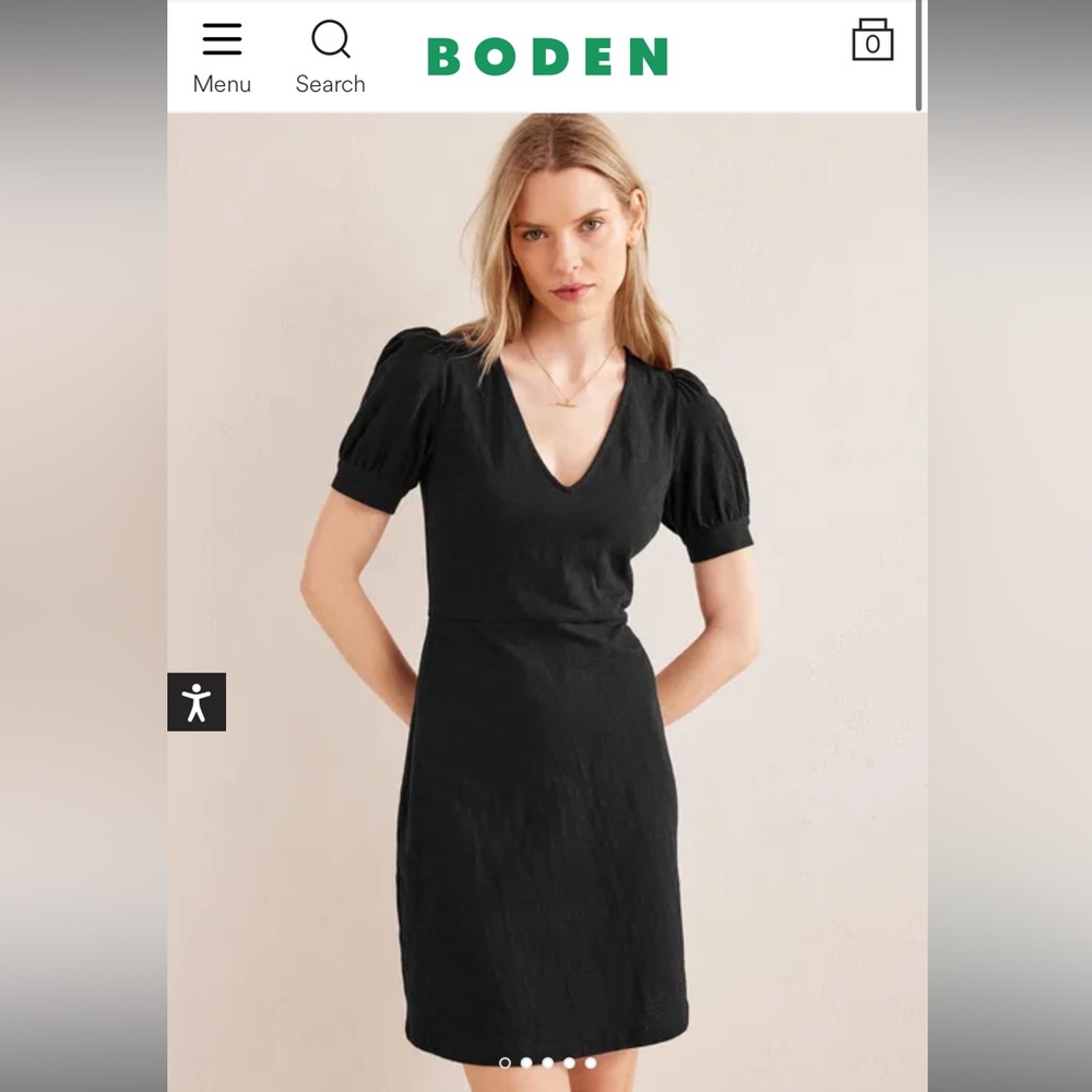 Boden V Neck Jersey Mini Dress, Size 10 Black